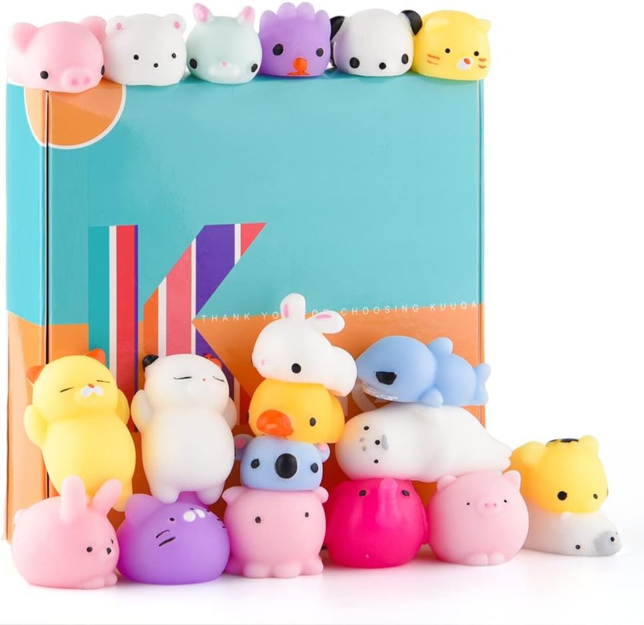 20-Pack Squishy Animal Toys – Cat, Rabbit & Panda Stress Relief Squeeze Toys, Easter Egg Fillers, Kids Birthday Party Favors, and Goodie Bag Stuffers